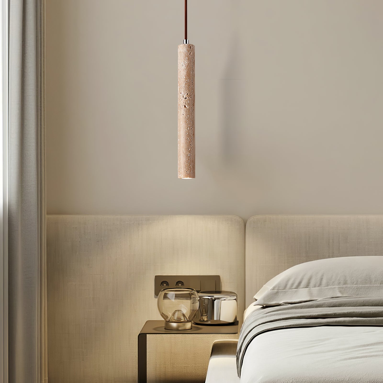 Olvynarae Cylindrical Travertine Pendant Light - Blowlighting