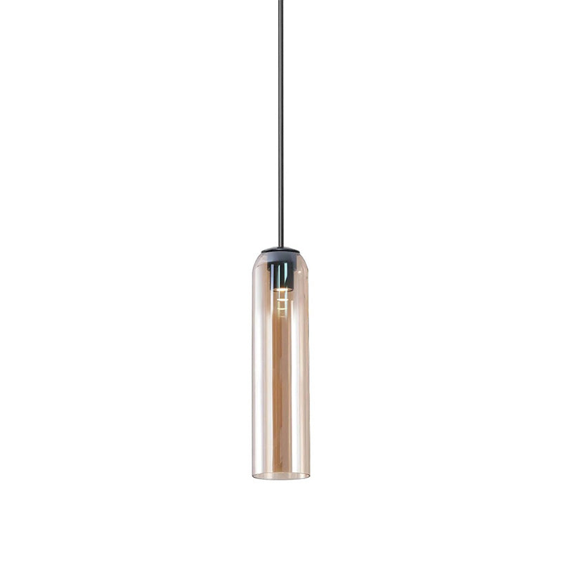 Long Modern Iron Tube Glass Pendant Light