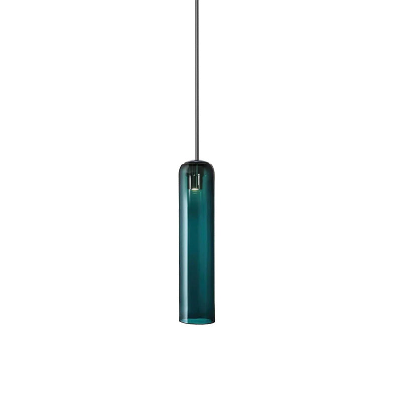 Long Modern Iron Tube Glass Pendant Light