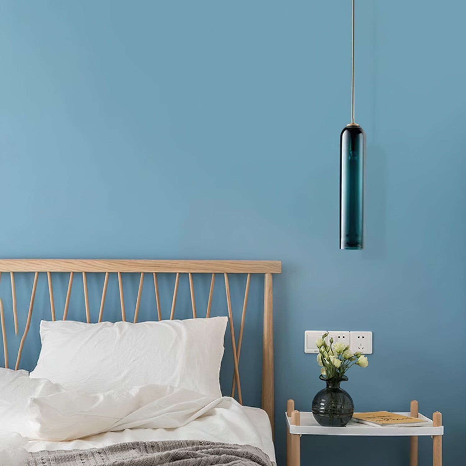 Long Modern Iron Tube Glass Pendant Light