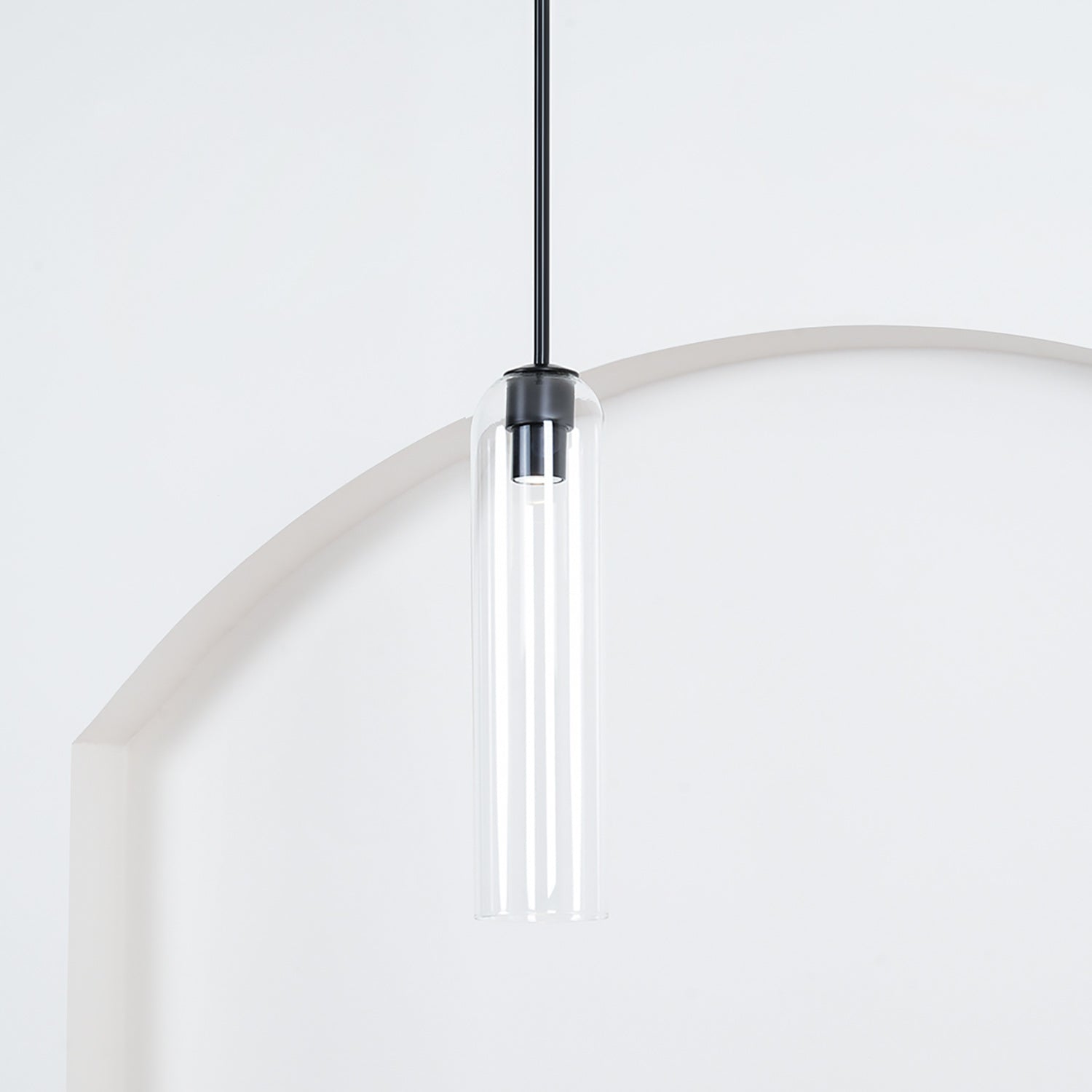 Long Modern Iron Tube Glass Pendant Light