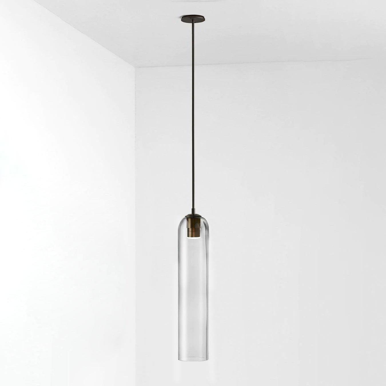 Long Modern Iron Tube Glass Pendant Light