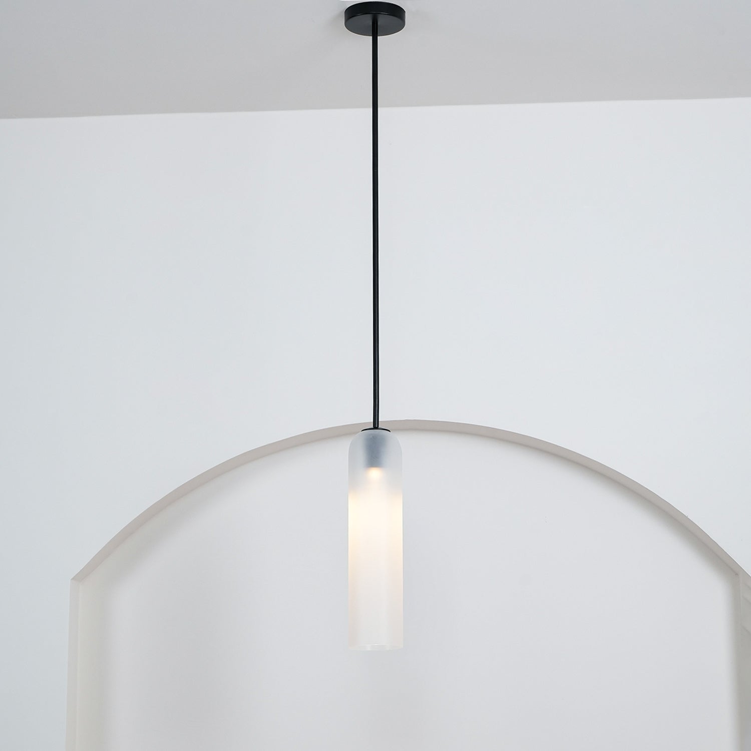 Long Modern Iron Tube Glass Pendant Light