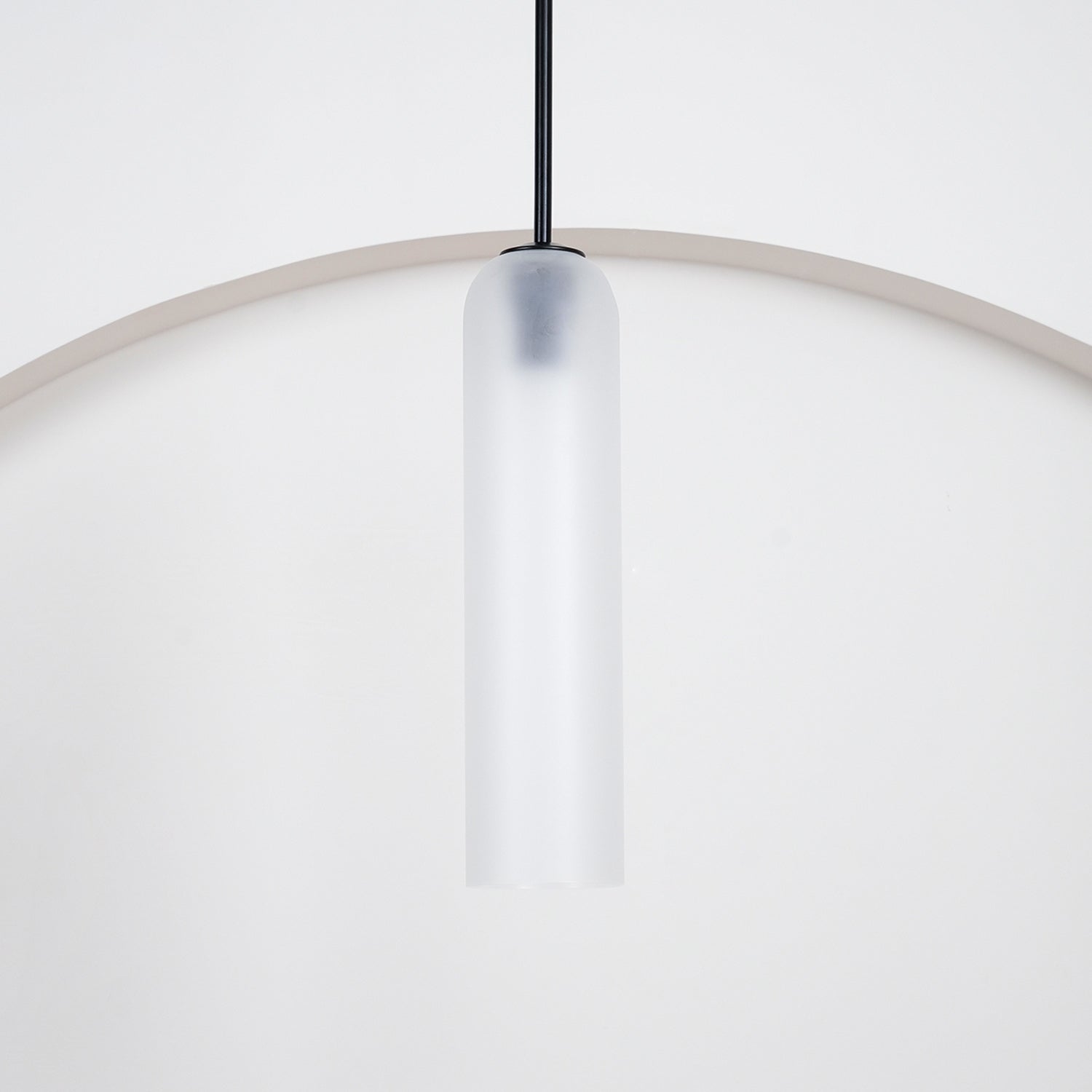 Long Modern Iron Tube Glass Pendant Light