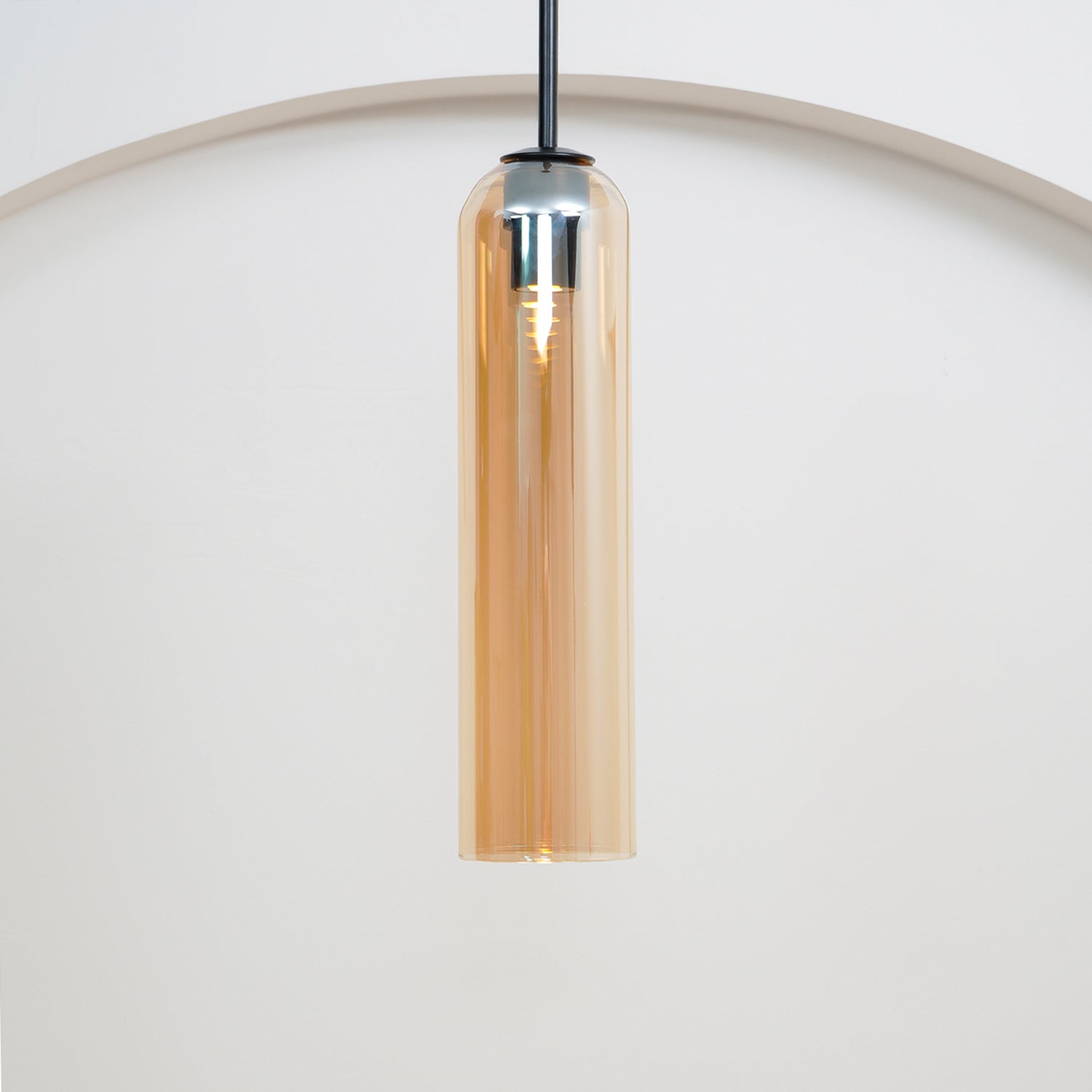 Long Modern Iron Tube Glass Pendant Light