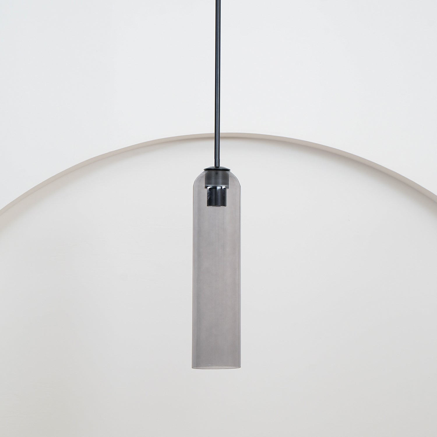 Long Modern Iron Tube Glass Pendant Light