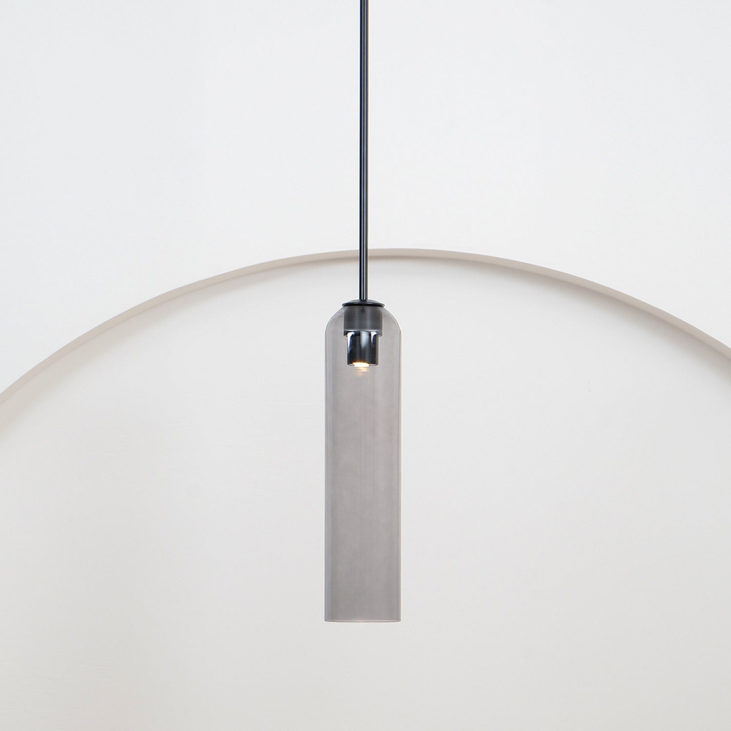 Long Modern Iron Tube Glass Pendant Light