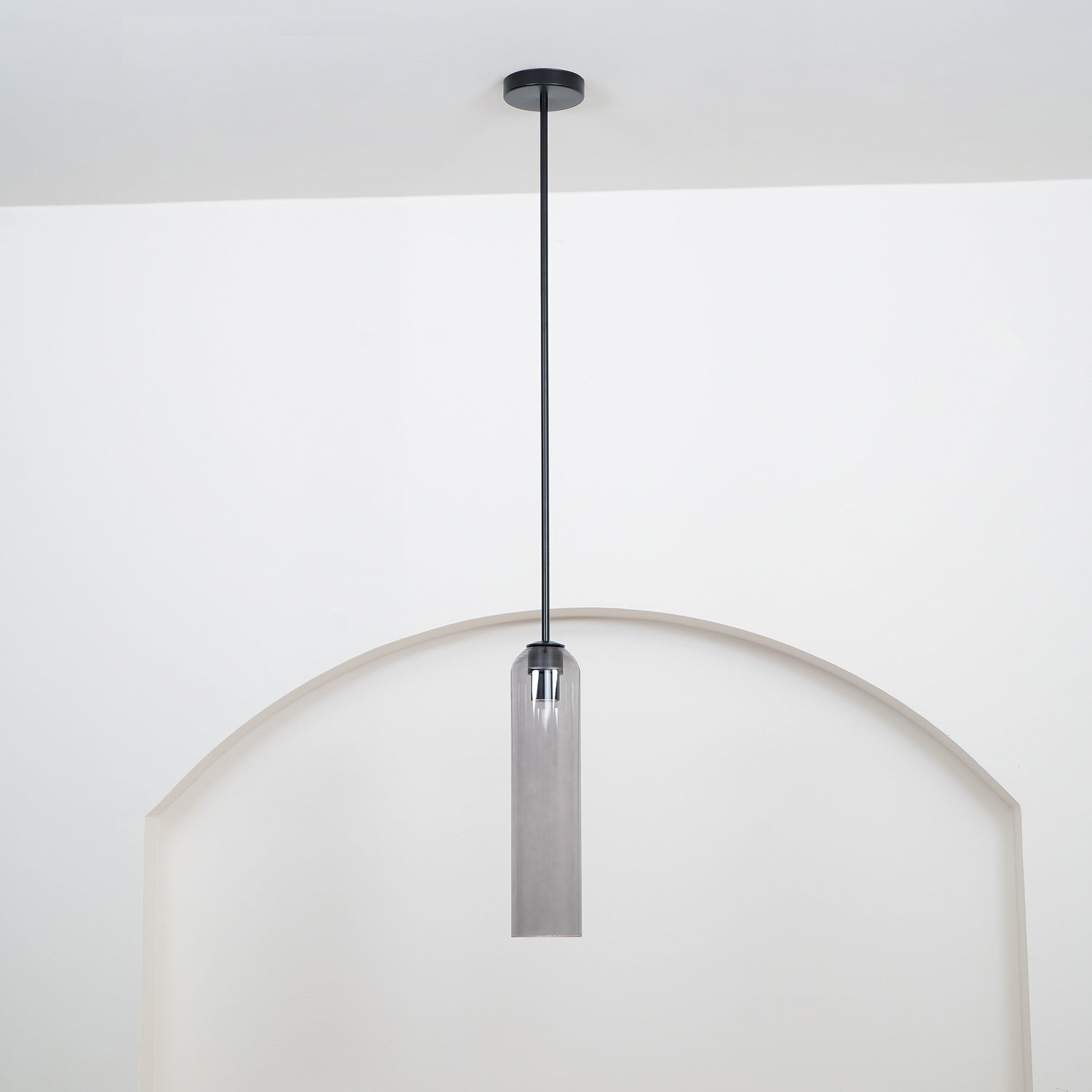 Long Modern Iron Tube Glass Pendant Light