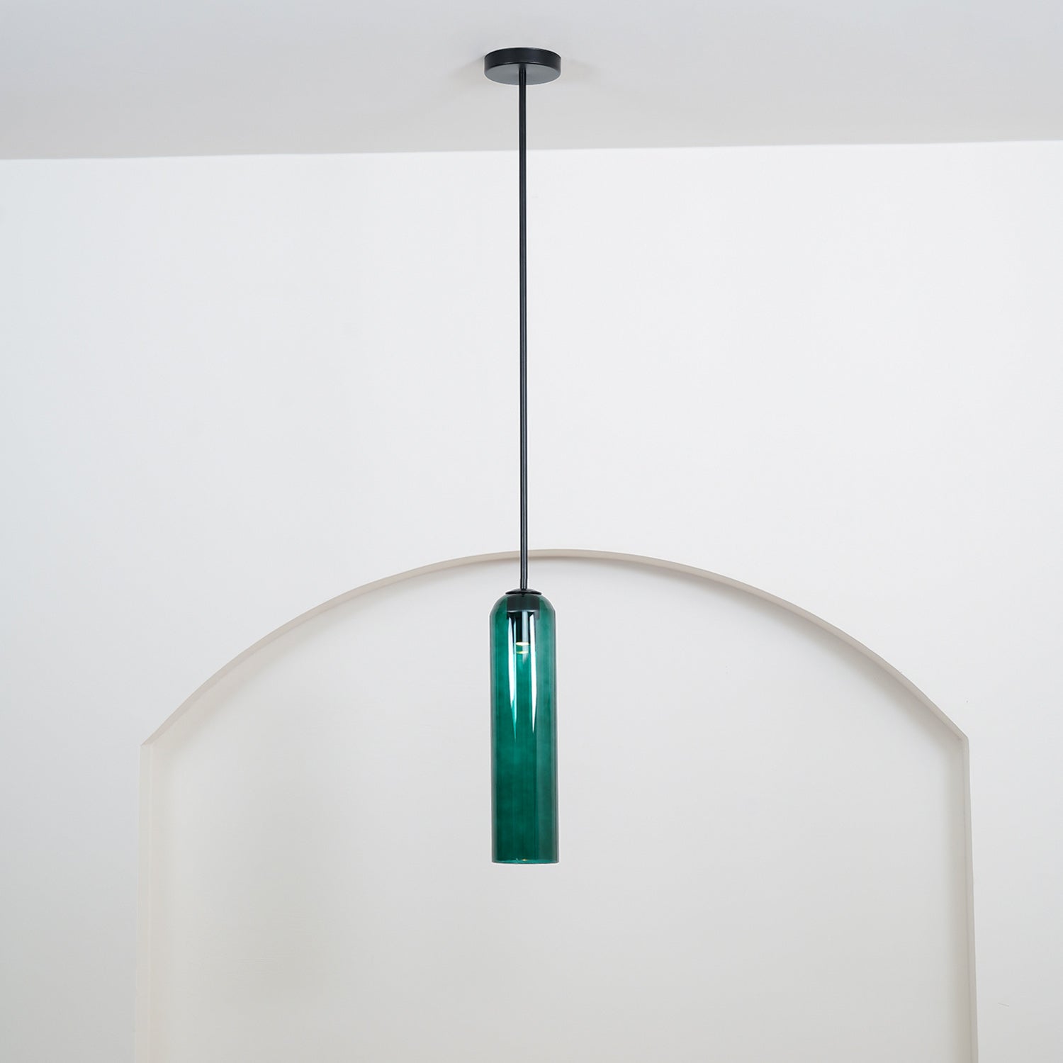 Long Modern Iron Tube Glass Pendant Light