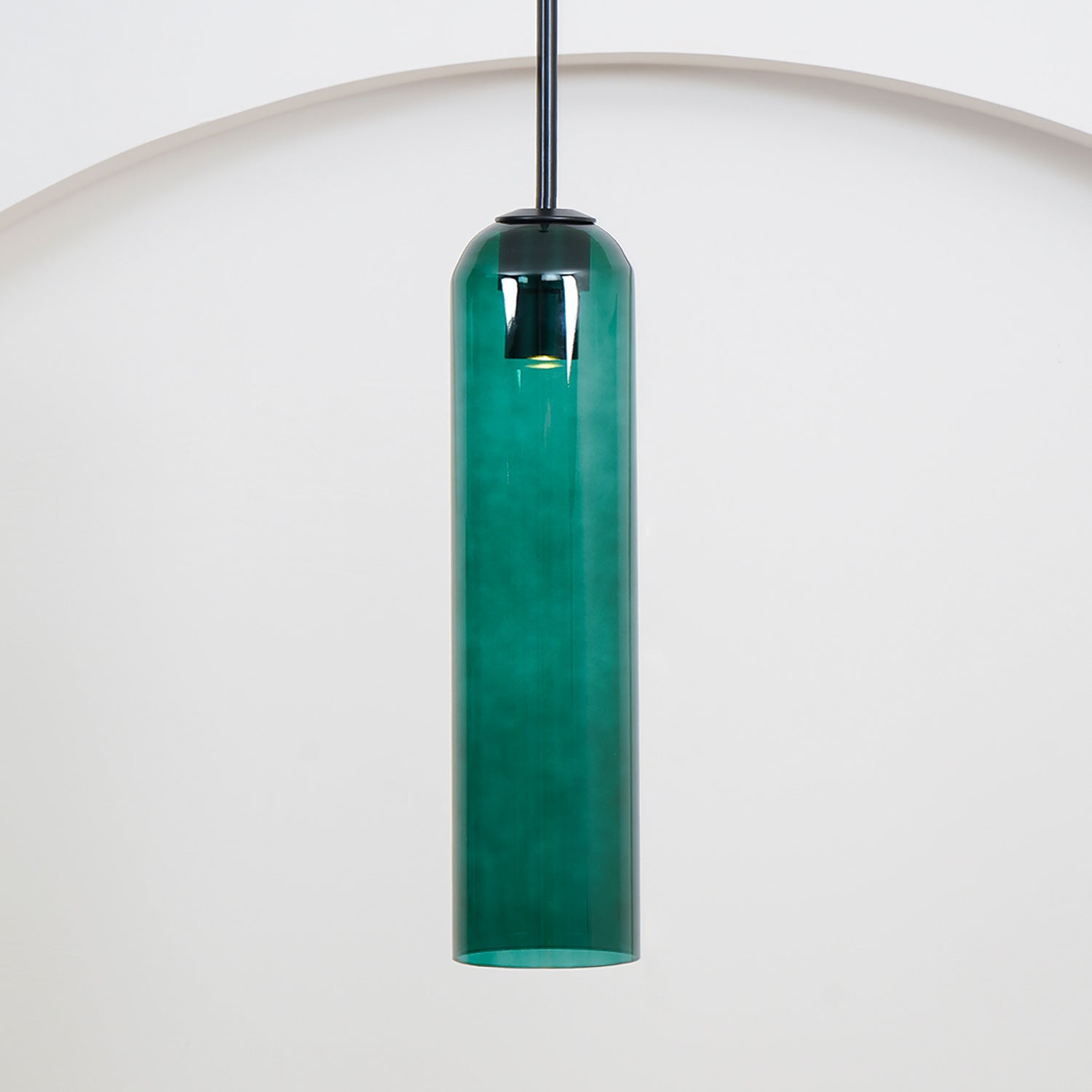 Long Modern Iron Tube Glass Pendant Light