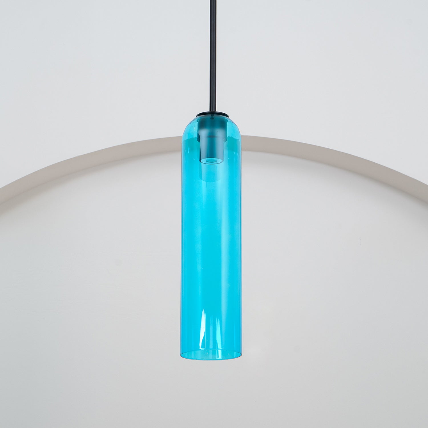 Long Modern Iron Tube Glass Pendant Light
