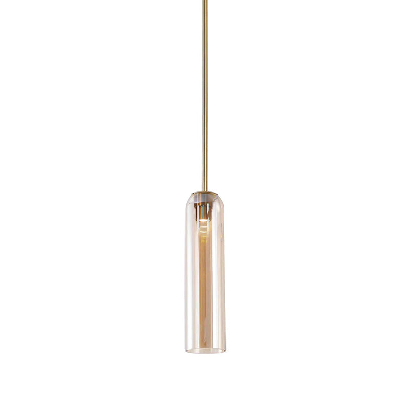 Long Modern Iron Tube Glass Pendant Light