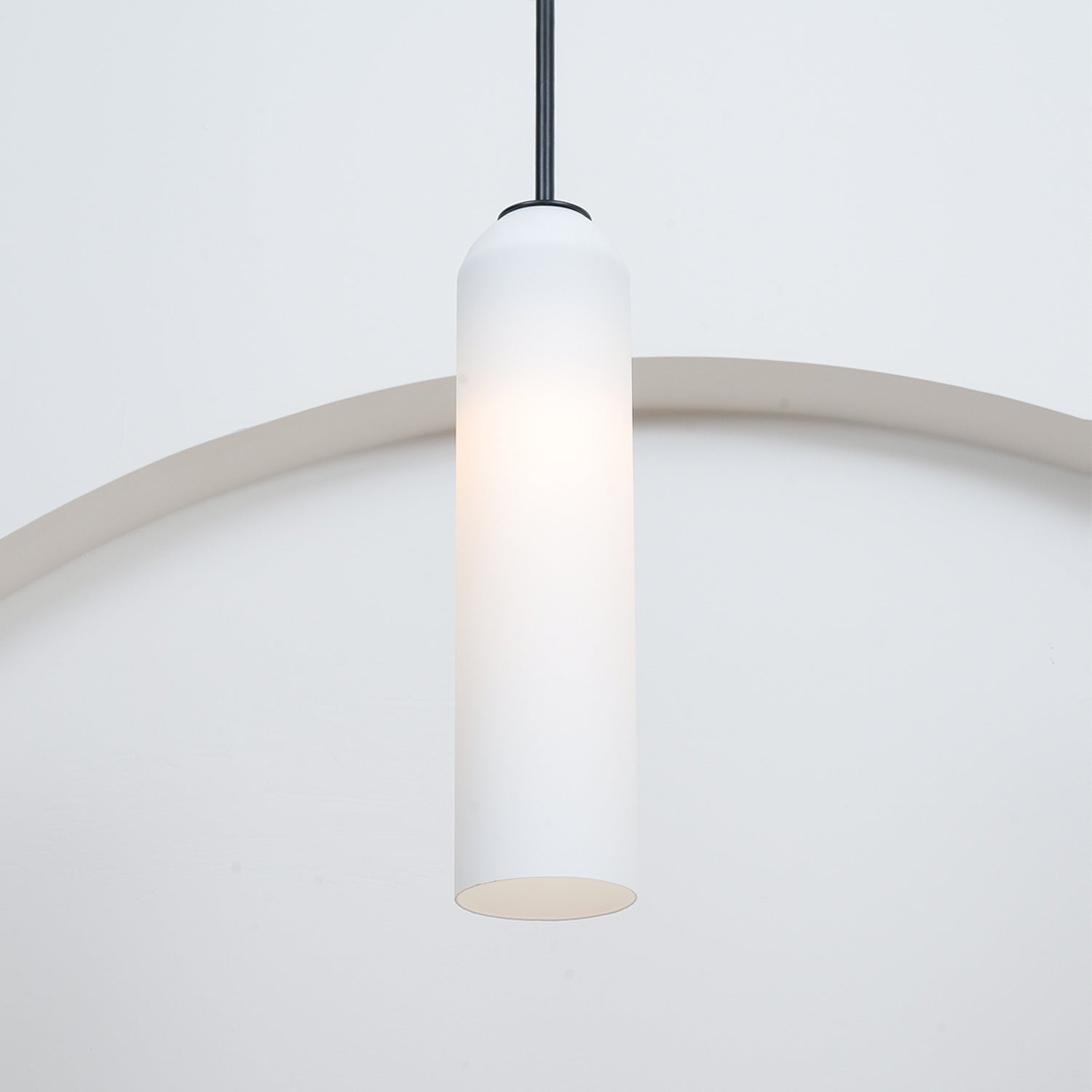 Long Modern Iron Tube Glass Pendant Light