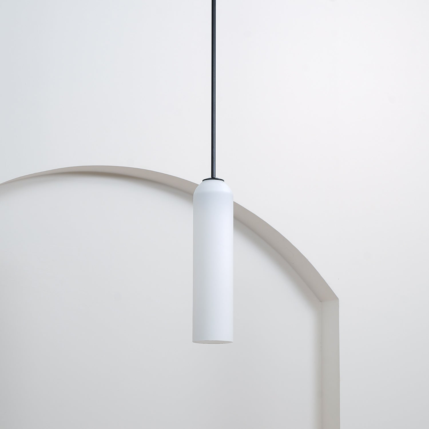 Long Modern Iron Tube Glass Pendant Light