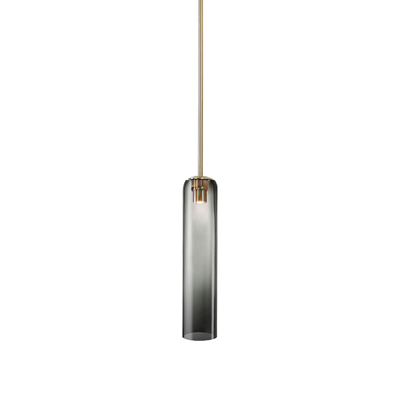 Long Modern Iron Tube Glass Pendant Light