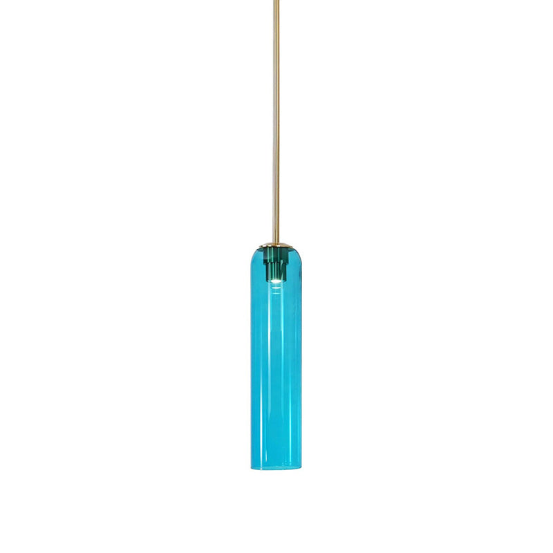 Long Modern Iron Tube Glass Pendant Light