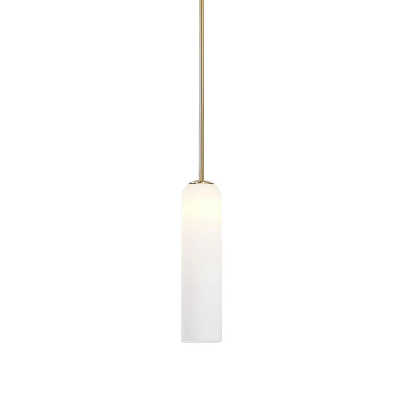 Long Modern Iron Tube Glass Pendant Light