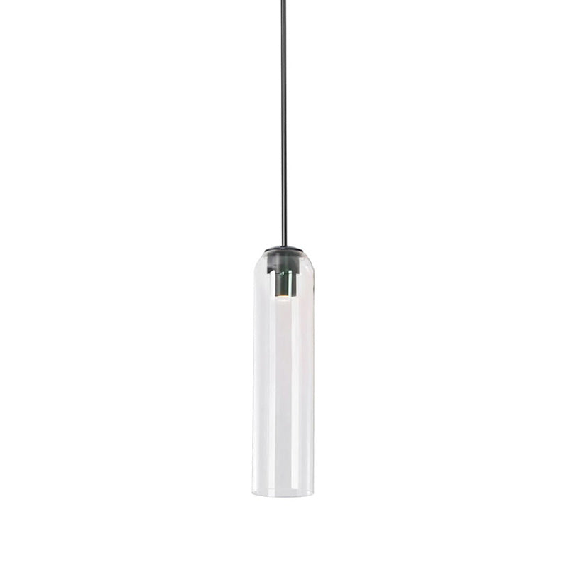 Long Modern Iron Tube Glass Pendant Light