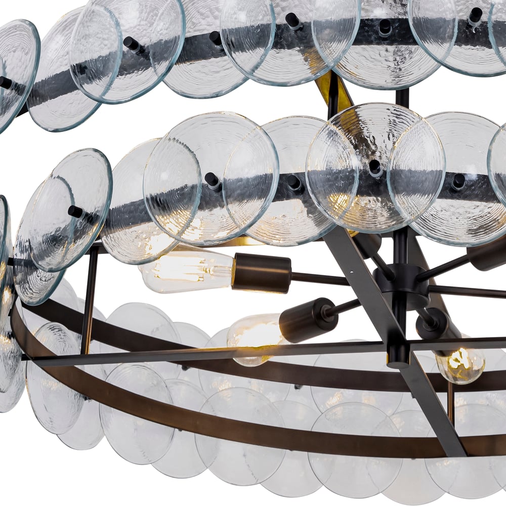Aurora Chandelier Amber Pressed Glass Disc Round - Blowlighting