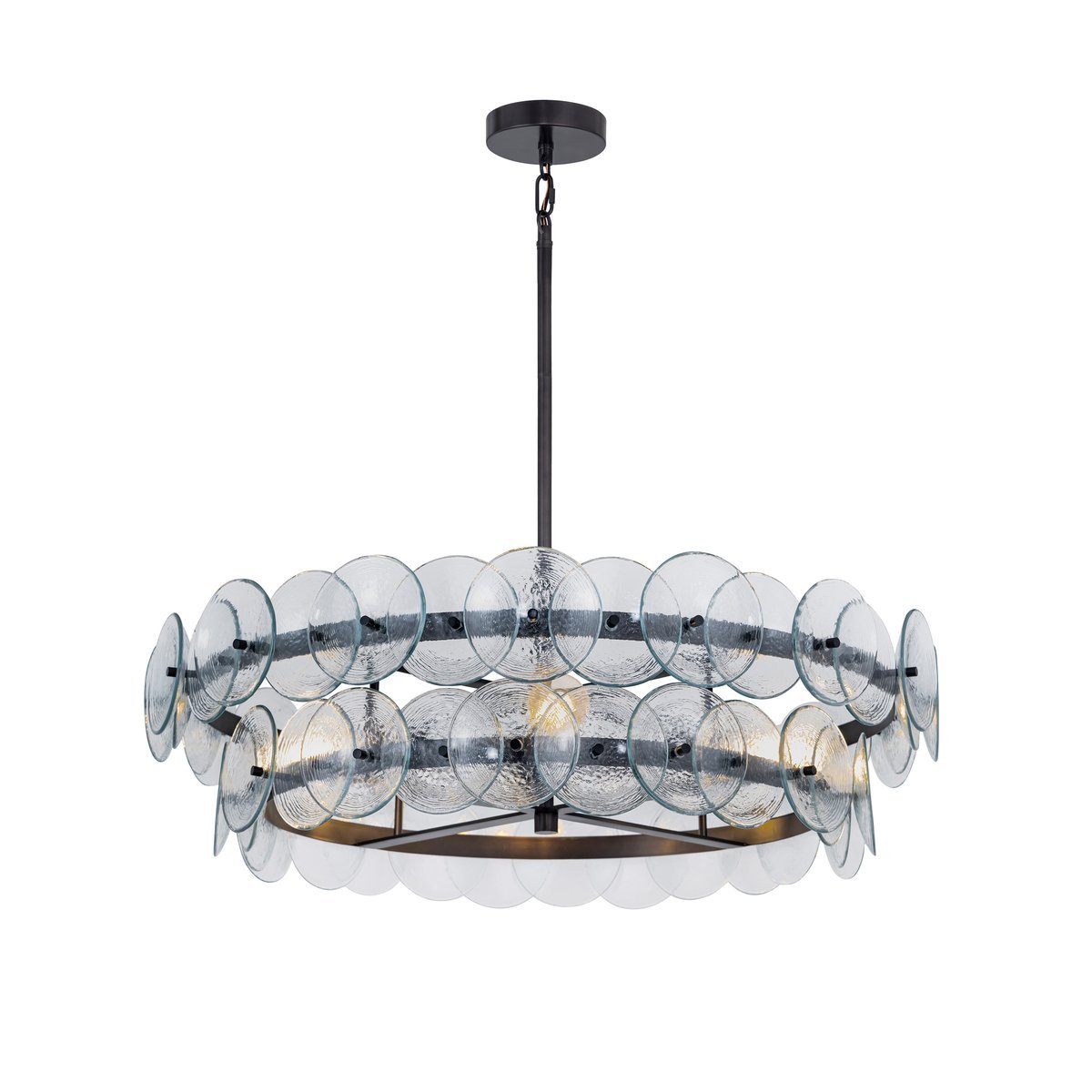 Aurora Chandelier Amber Pressed Glass Disc Round - Blowlighting