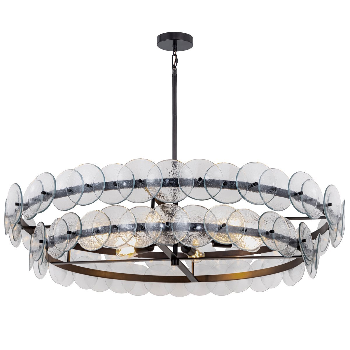 Aurora Chandelier Amber Pressed Glass Disc Round - Blowlighting