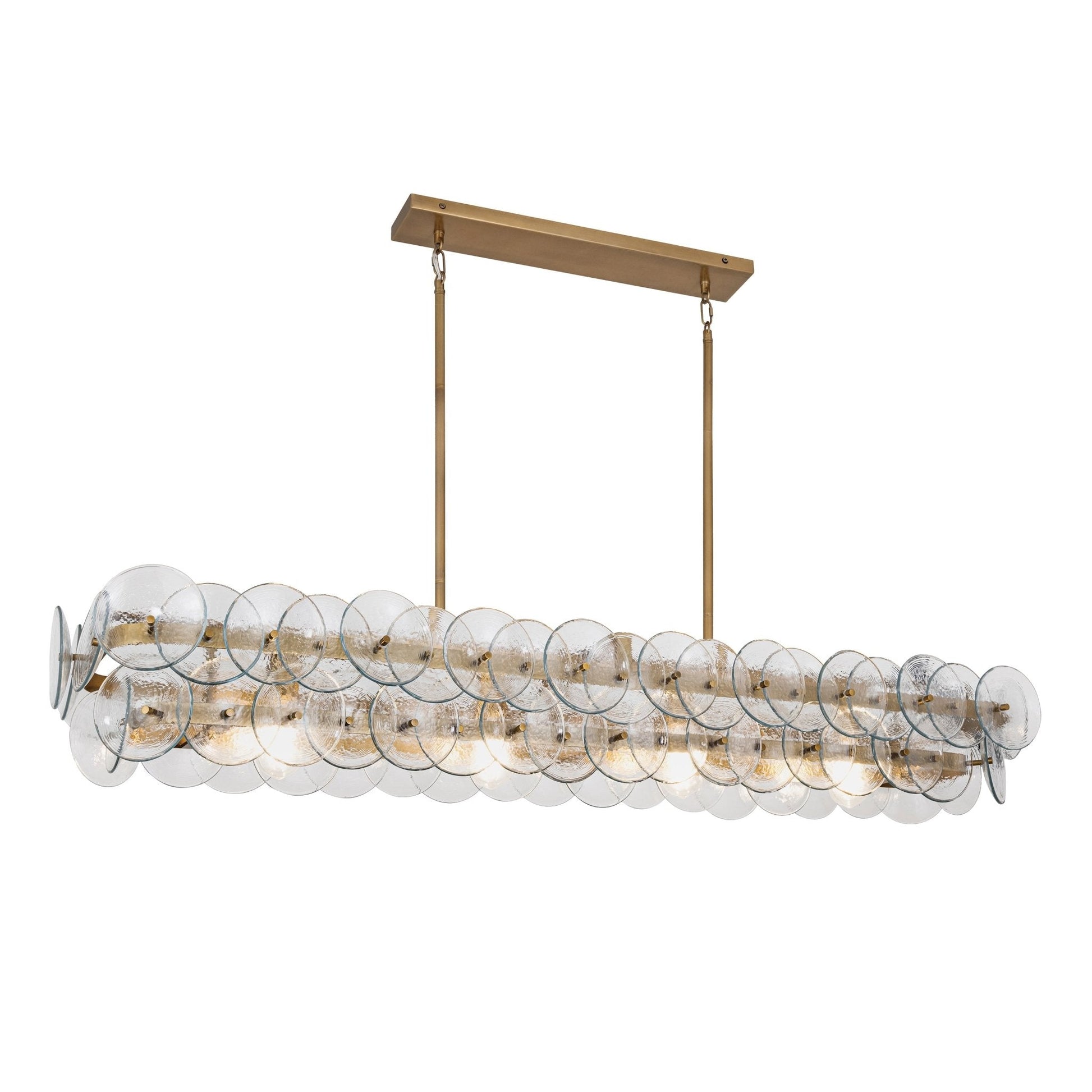 Aurora Chandelier Linear Amber Pressed Glass Disc Modern - Blowlighting