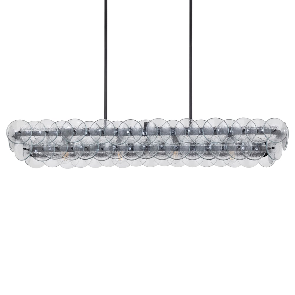 Aurora Chandelier Linear Amber Pressed Glass Disc Modern - Blowlighting