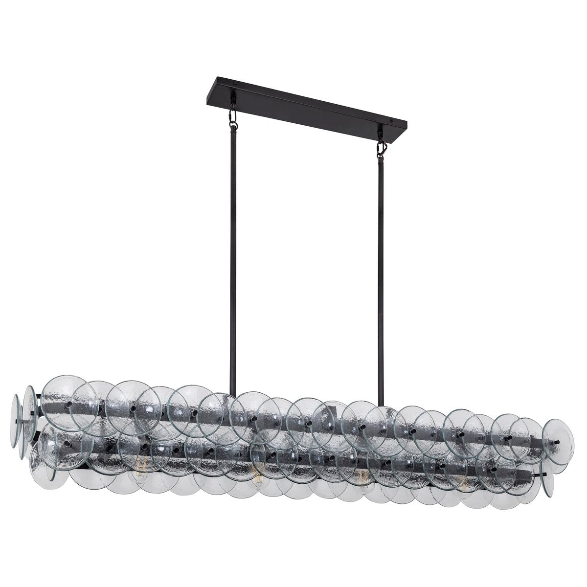 Aurora Chandelier Linear Amber Pressed Glass Disc Modern - Blowlighting
