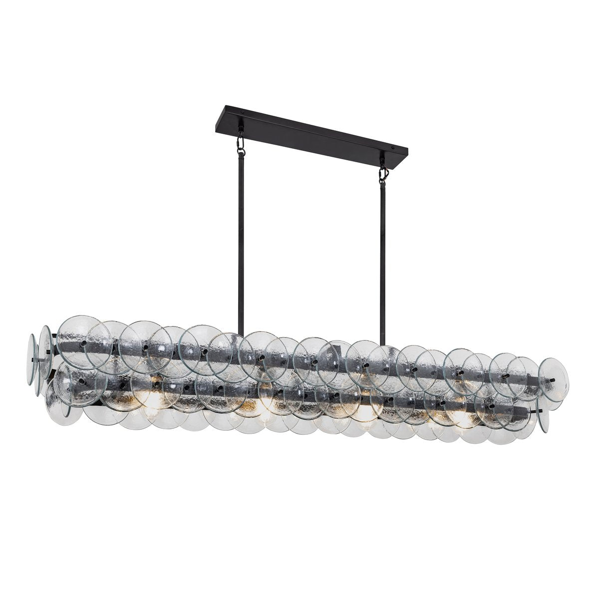 Aurora Chandelier Linear Amber Pressed Glass Disc Modern - Blowlighting