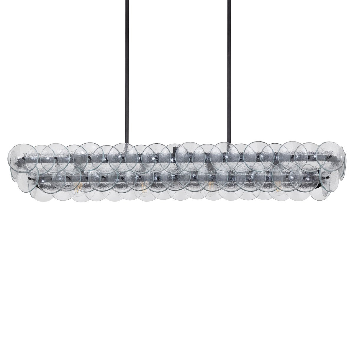 Aurora Chandelier Linear Amber Pressed Glass Disc Modern - Blowlighting