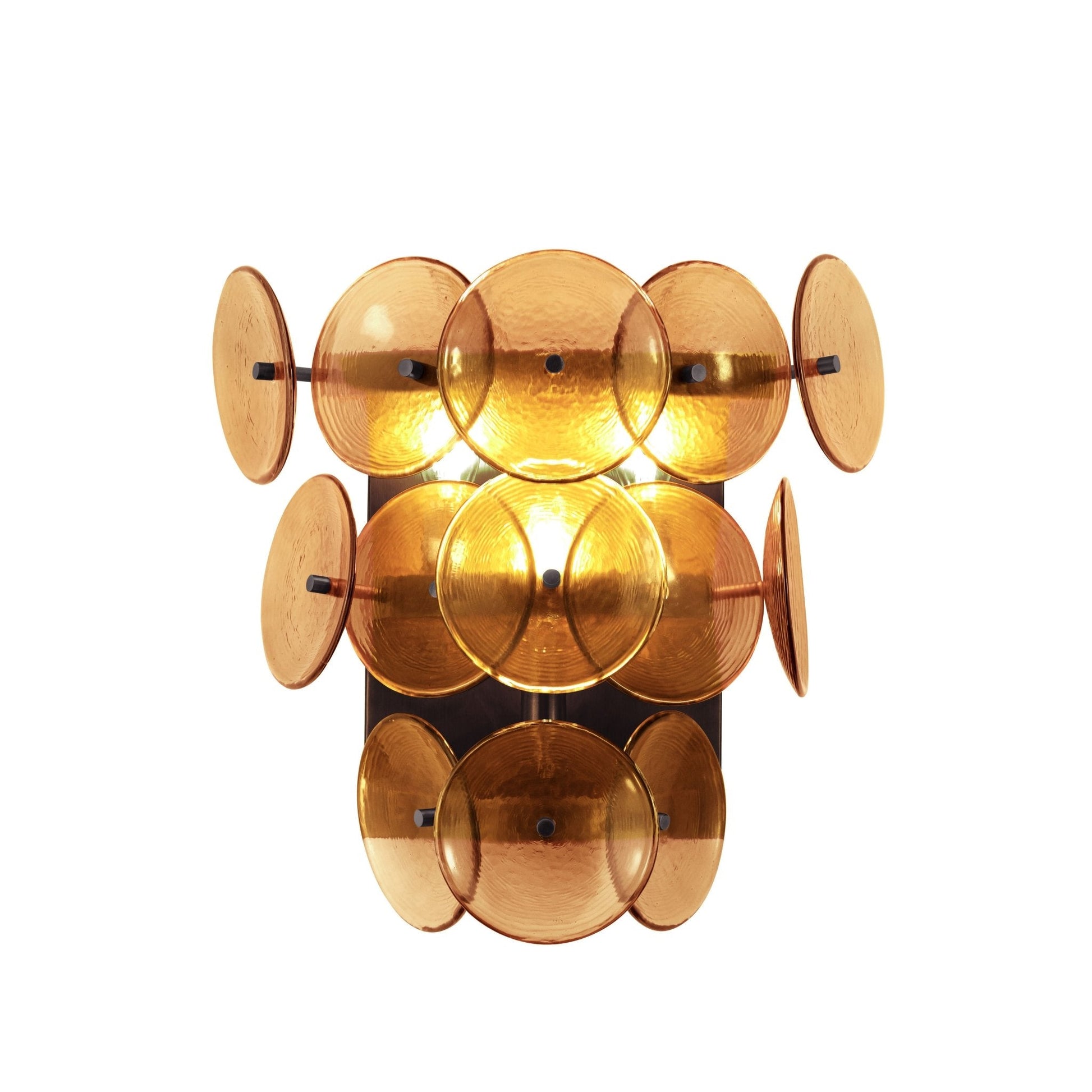 Aurora Wall Sconce Pressed Glass Disc Vintage Amber - Blowlighting