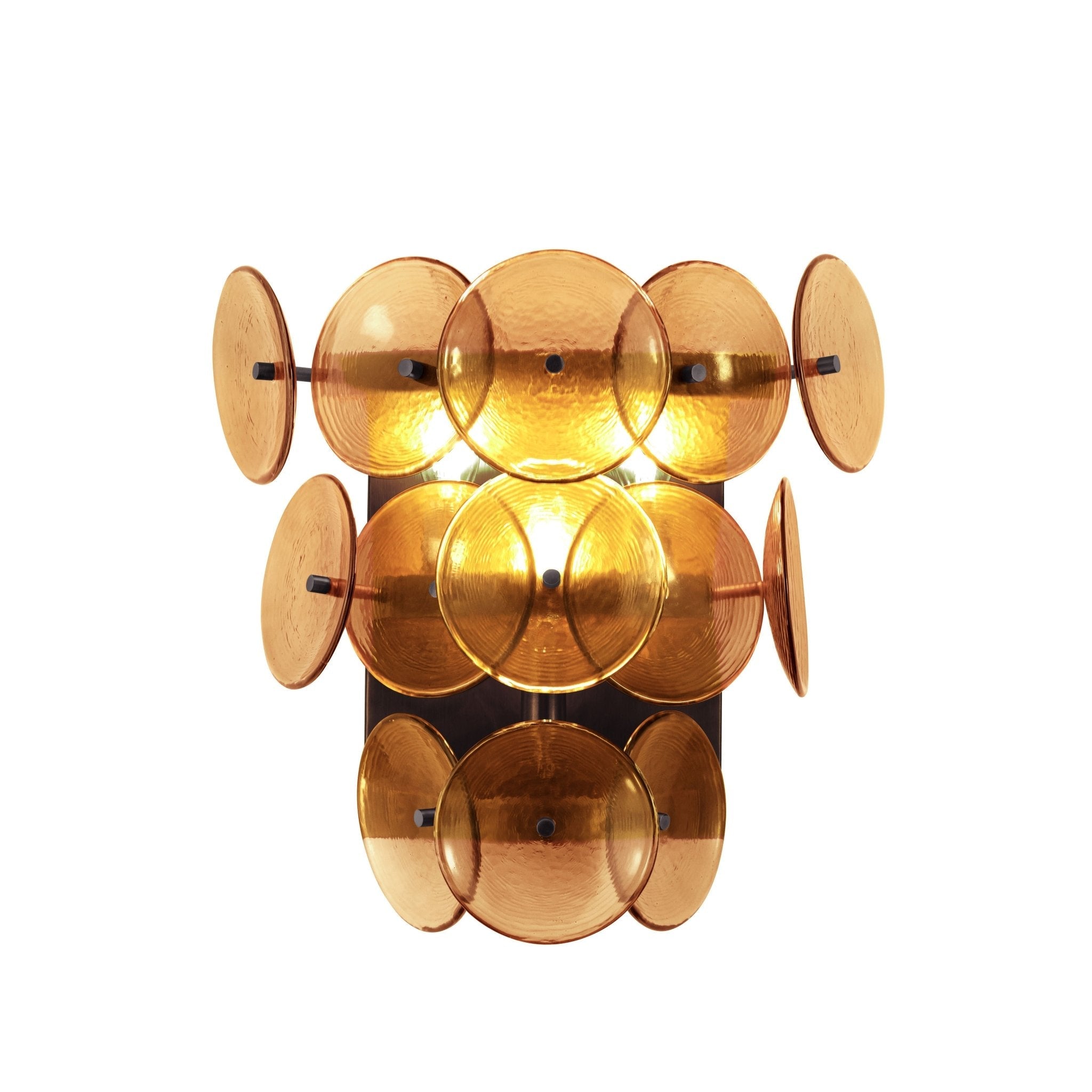 Aurora Wall Sconce Pressed Glass Disc Vintage Amber - Blowlighting