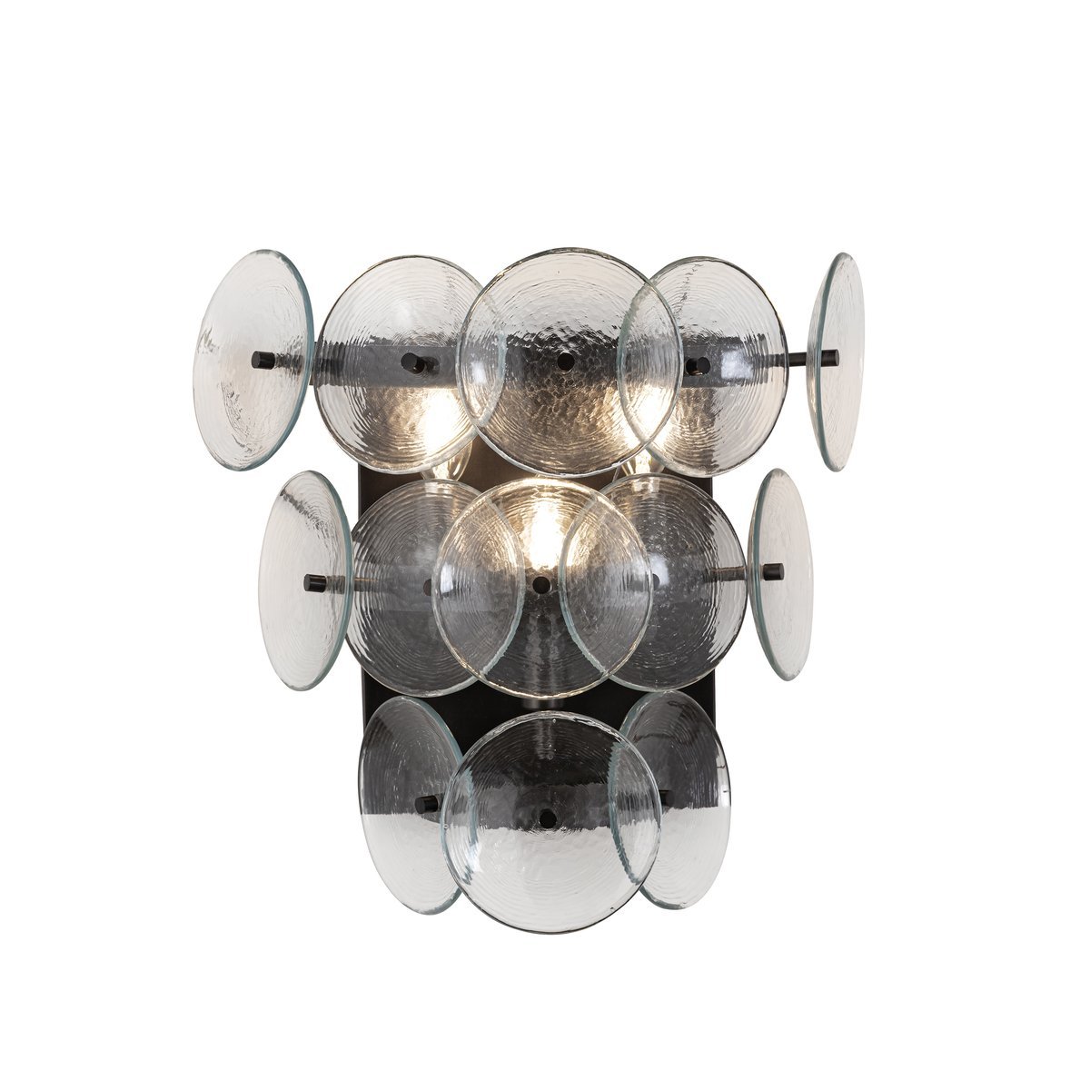 Aurora Wall Sconce Pressed Glass Disc Vintage Amber - Blowlighting
