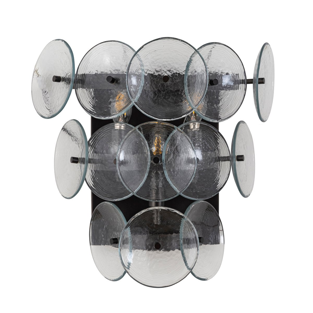 Aurora Wall Sconce Pressed Glass Disc Vintage Amber - Blowlighting