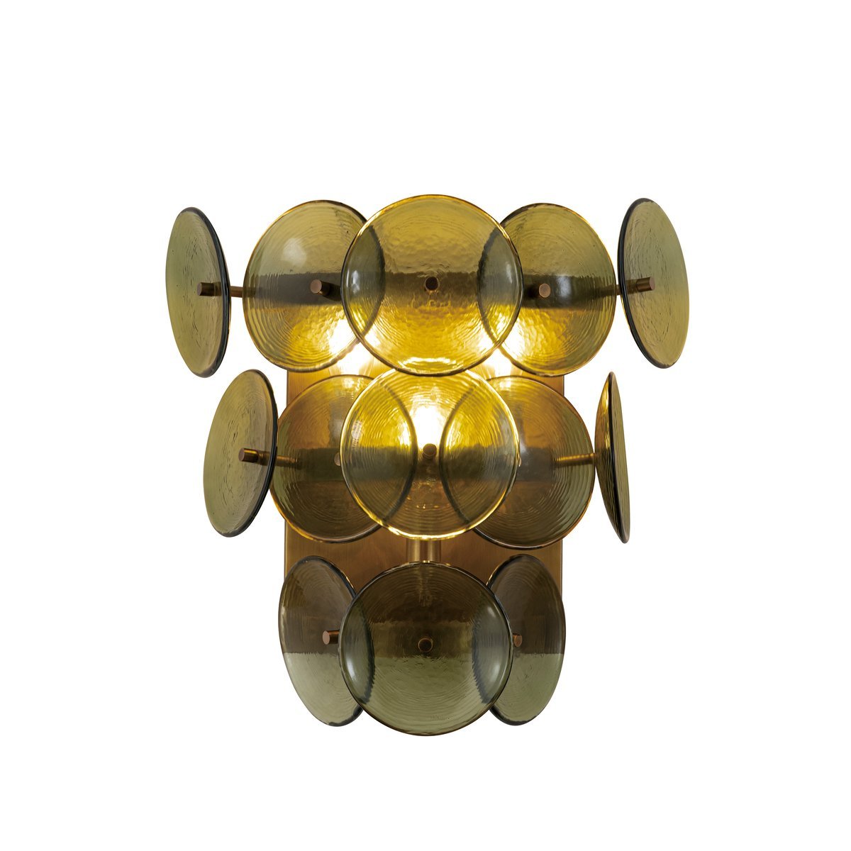 Aurora Wall Sconce Pressed Glass Disc Vintage Amber - Blowlighting