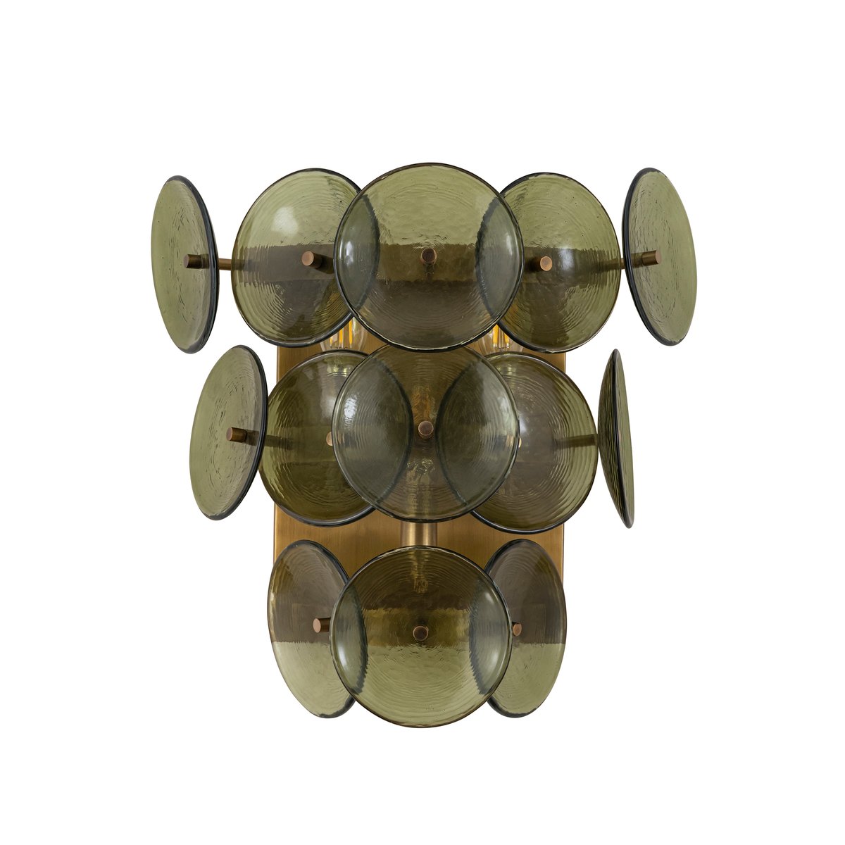 Aurora Wall Sconce Pressed Glass Disc Vintage Amber - Blowlighting