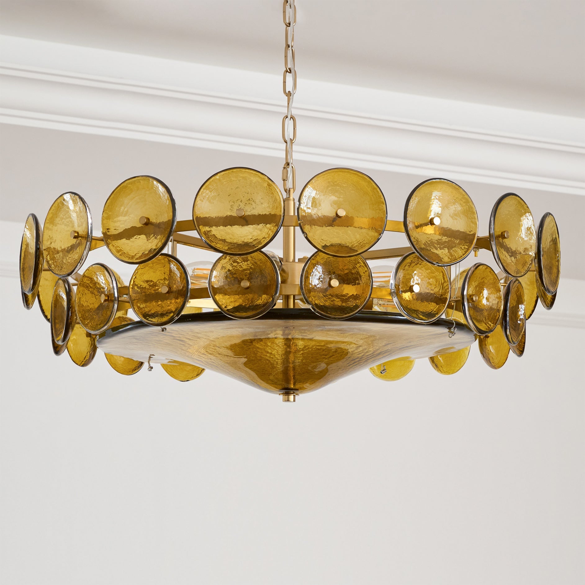 Aurora Chandelier Murano Glass Disc Vintage - Blowlighting