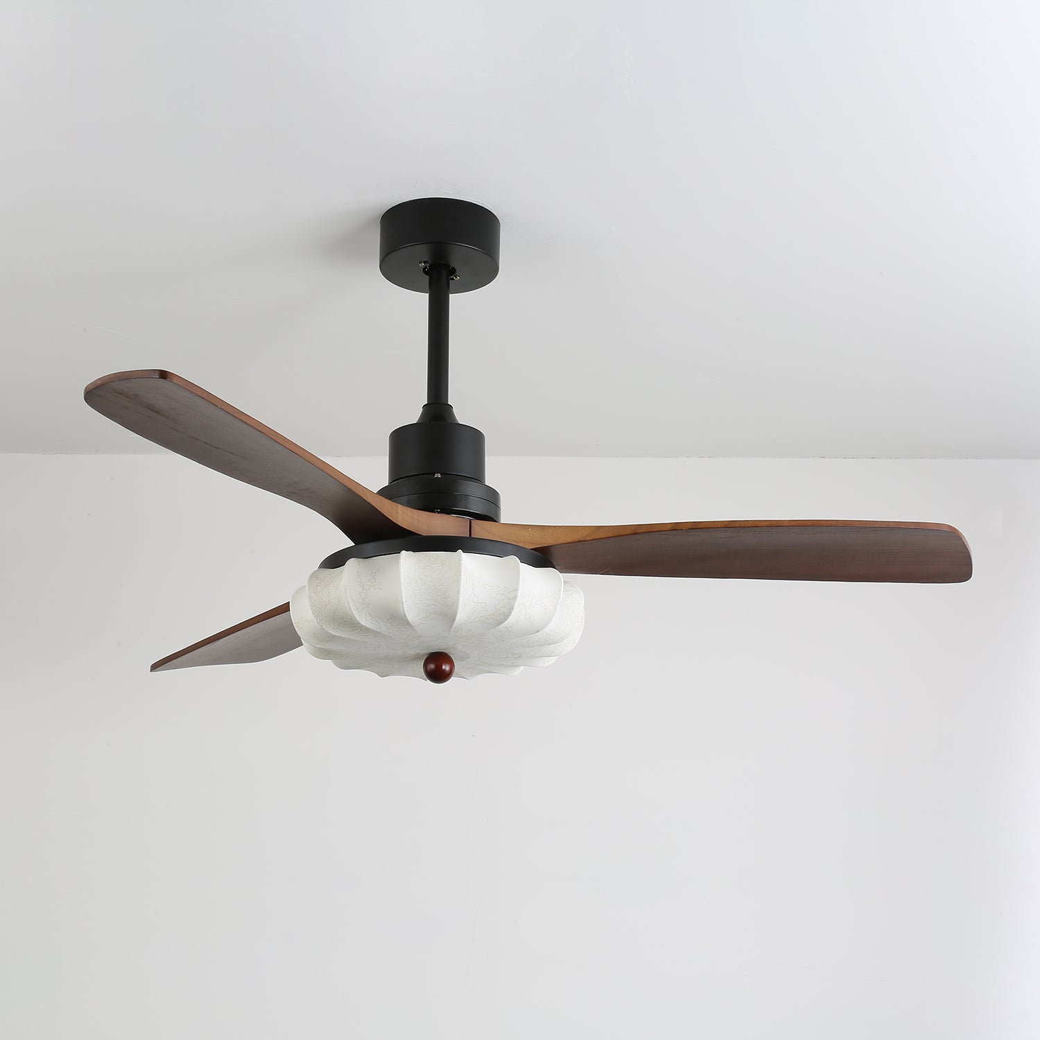 Amara Vintage Glass Wood Ceiling Fan Light - Blowlighting