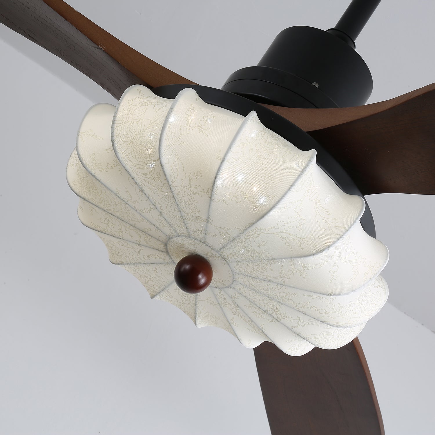 Amara Vintage Glass Wood Ceiling Fan Light - Blowlighting