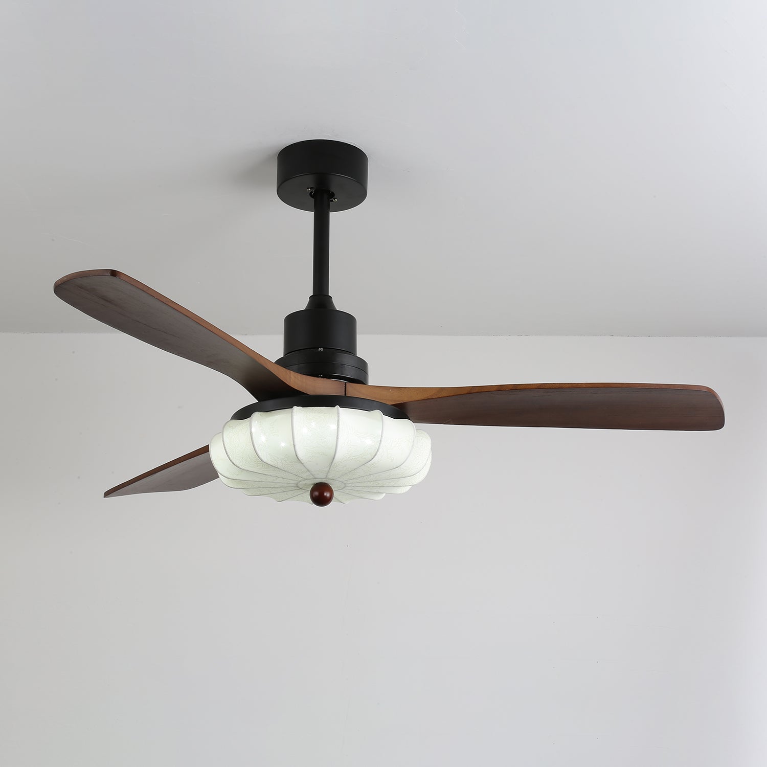 Amara Vintage Glass Wood Ceiling Fan Light - Blowlighting