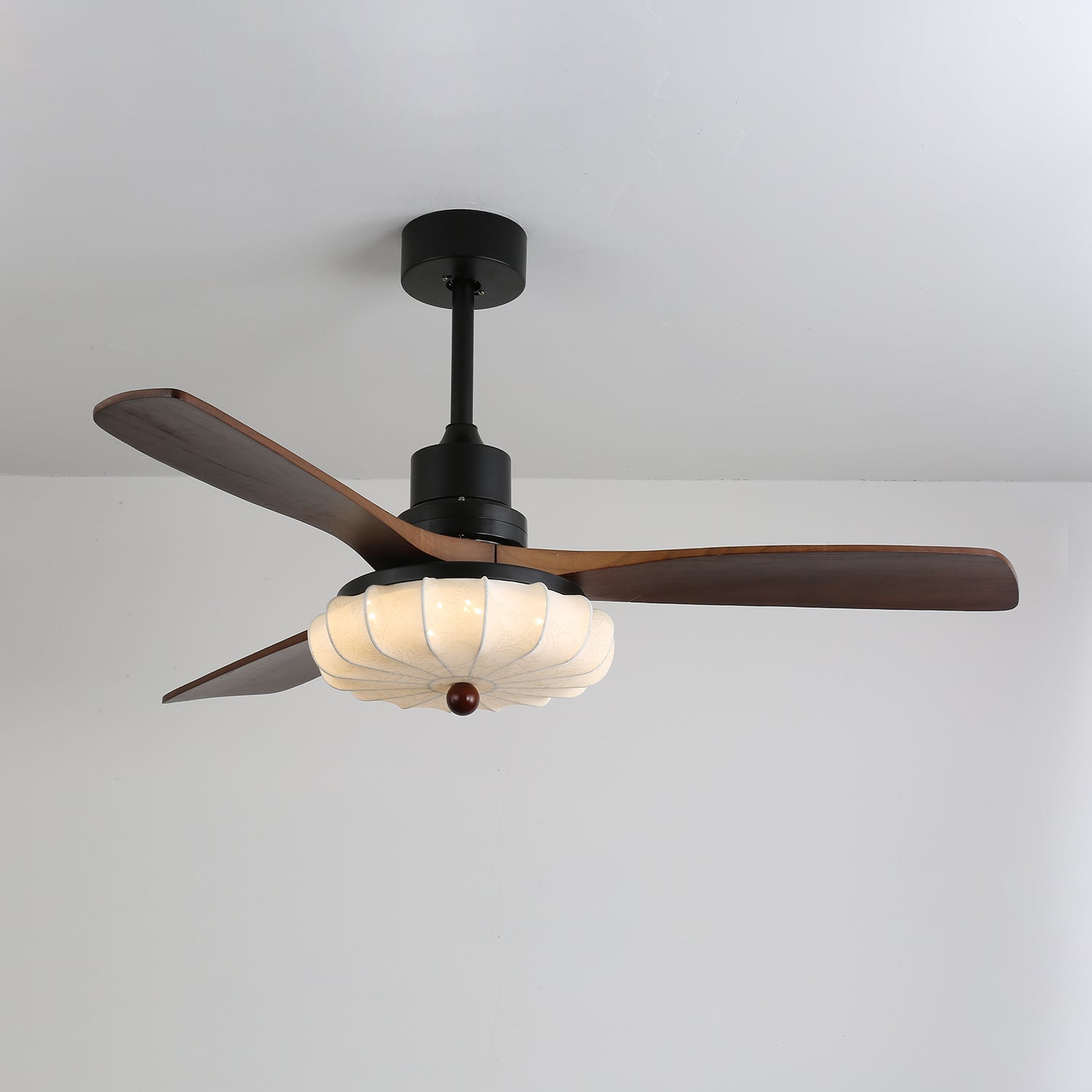 Amara Vintage Glass Wood Ceiling Fan Light - Blowlighting