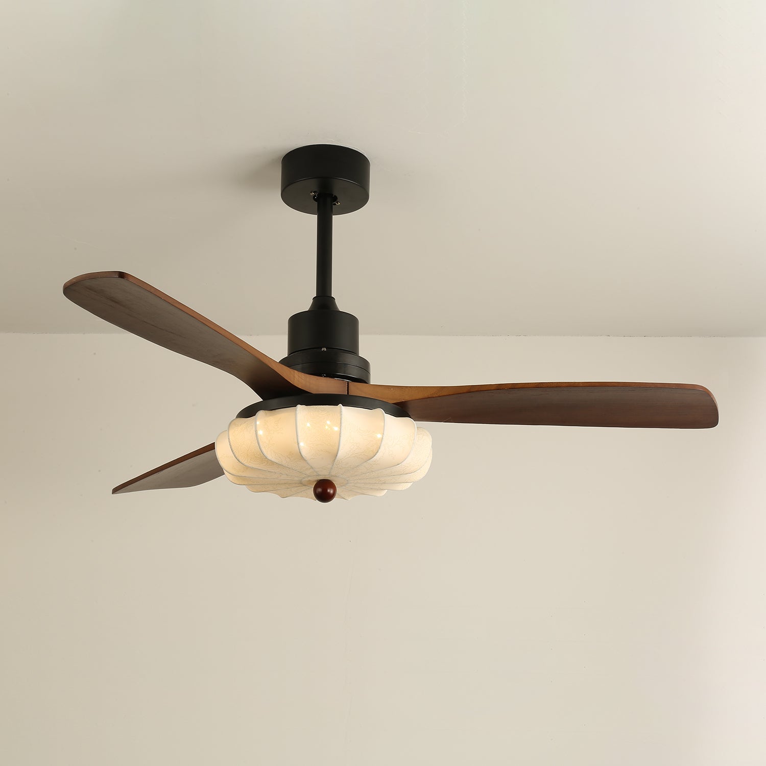 Amara Vintage Glass Wood Ceiling Fan Light - Blowlighting