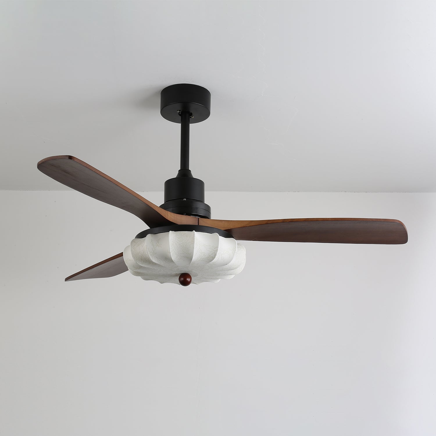 Amara Vintage Glass Wood Ceiling Fan Light - Blowlighting
