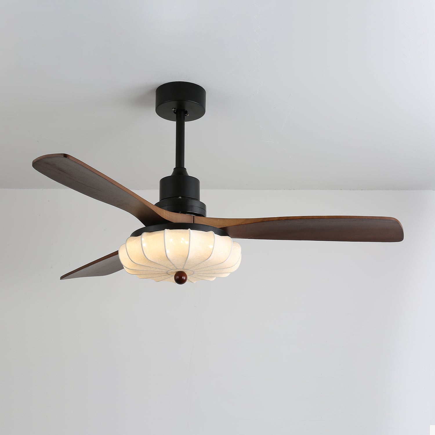 Amara Vintage Glass Wood Ceiling Fan Light - Blowlighting