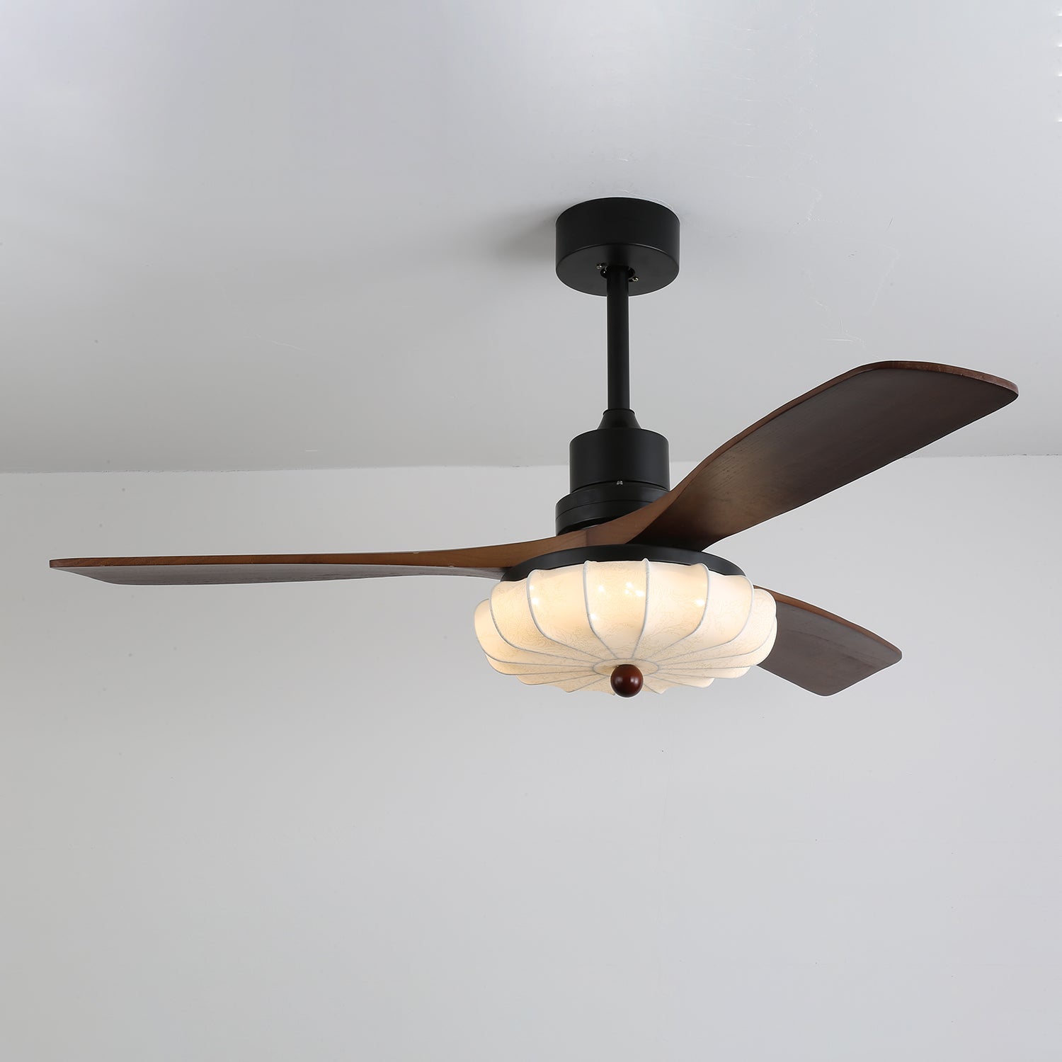 Amara Vintage Glass Wood Ceiling Fan Light - Blowlighting