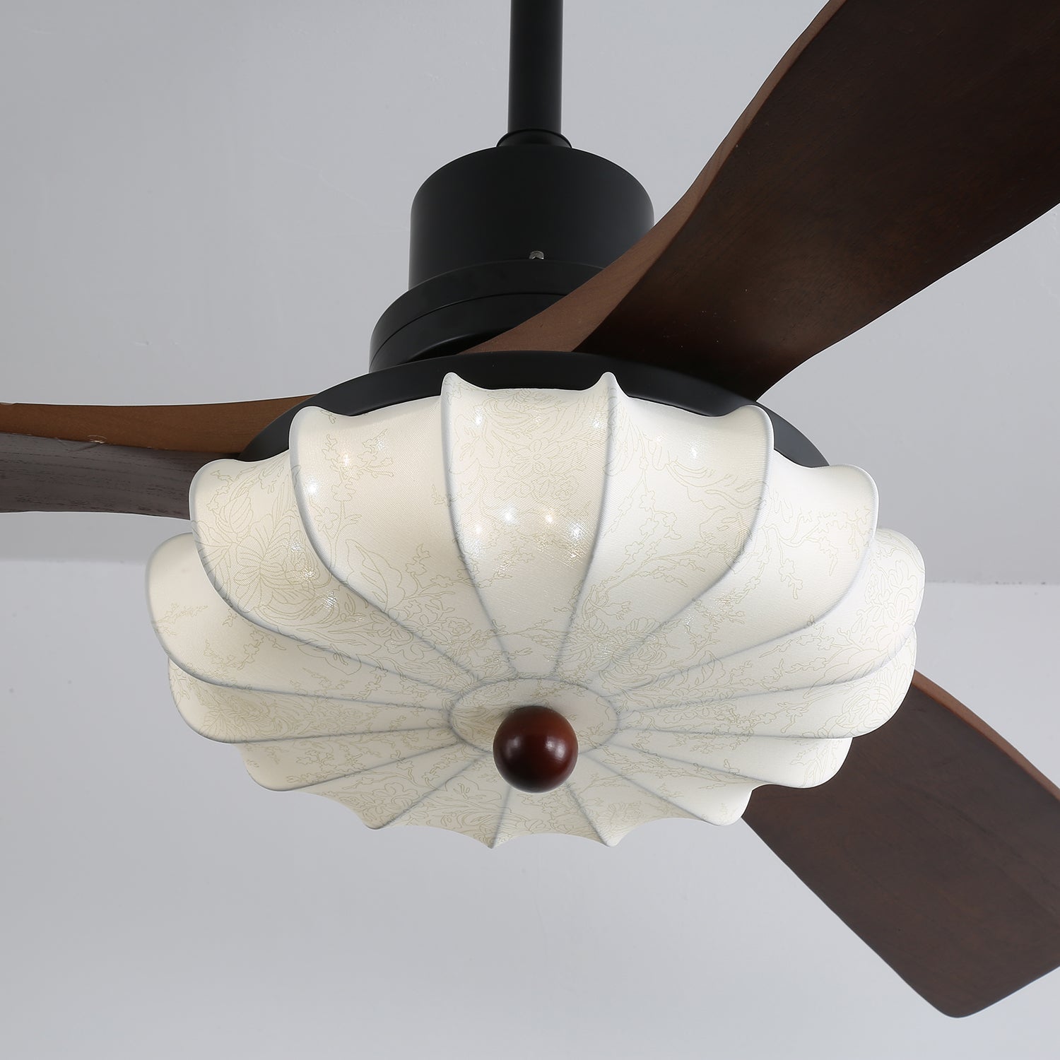 Amara Vintage Glass Wood Ceiling Fan Light - Blowlighting