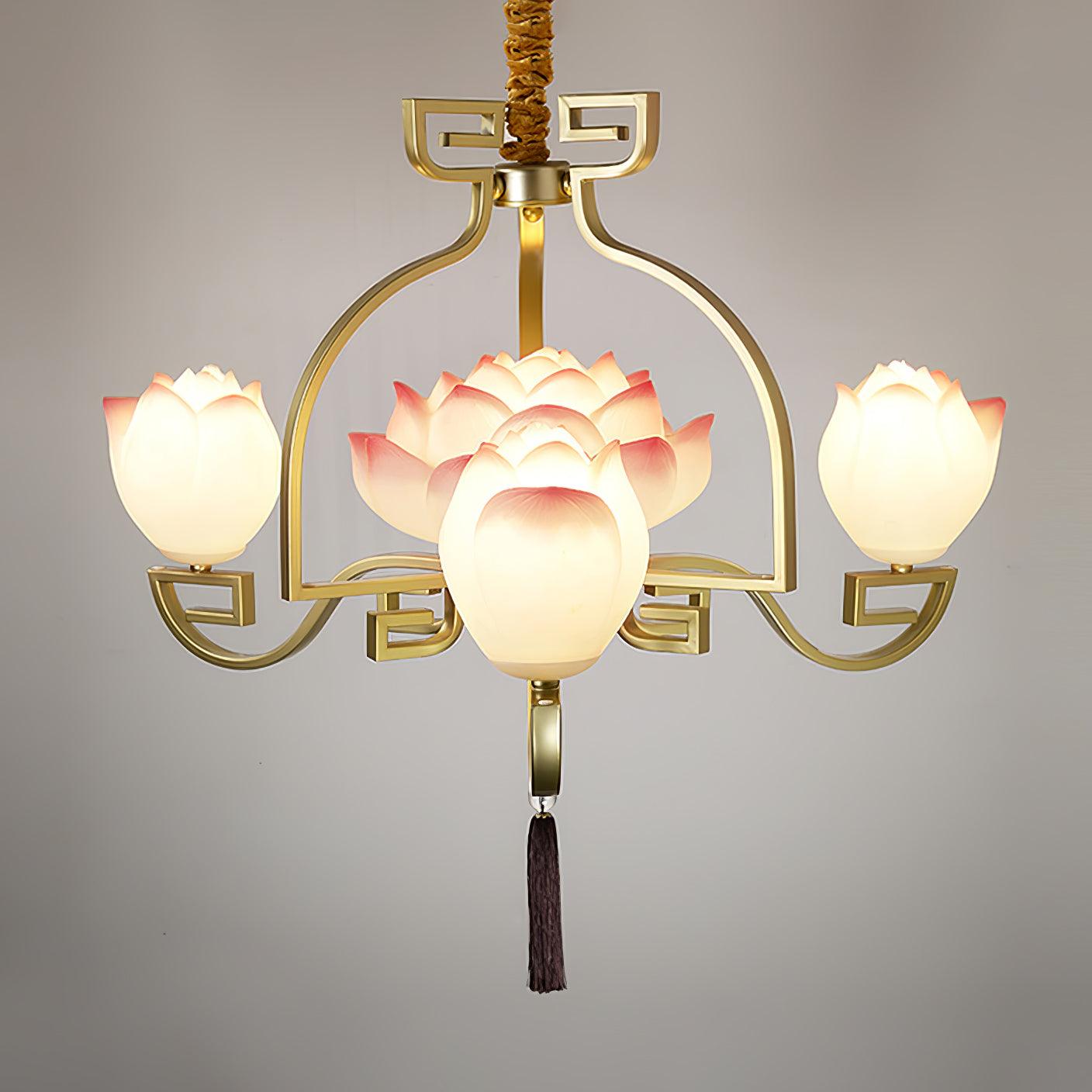 Lotus Oriental Resin Chandelier - Blowlighting