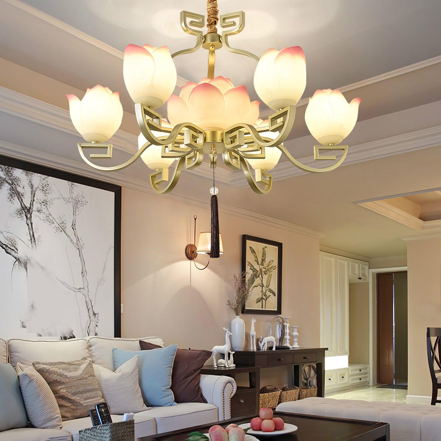 Lotus Oriental Resin Chandelier - Blowlighting