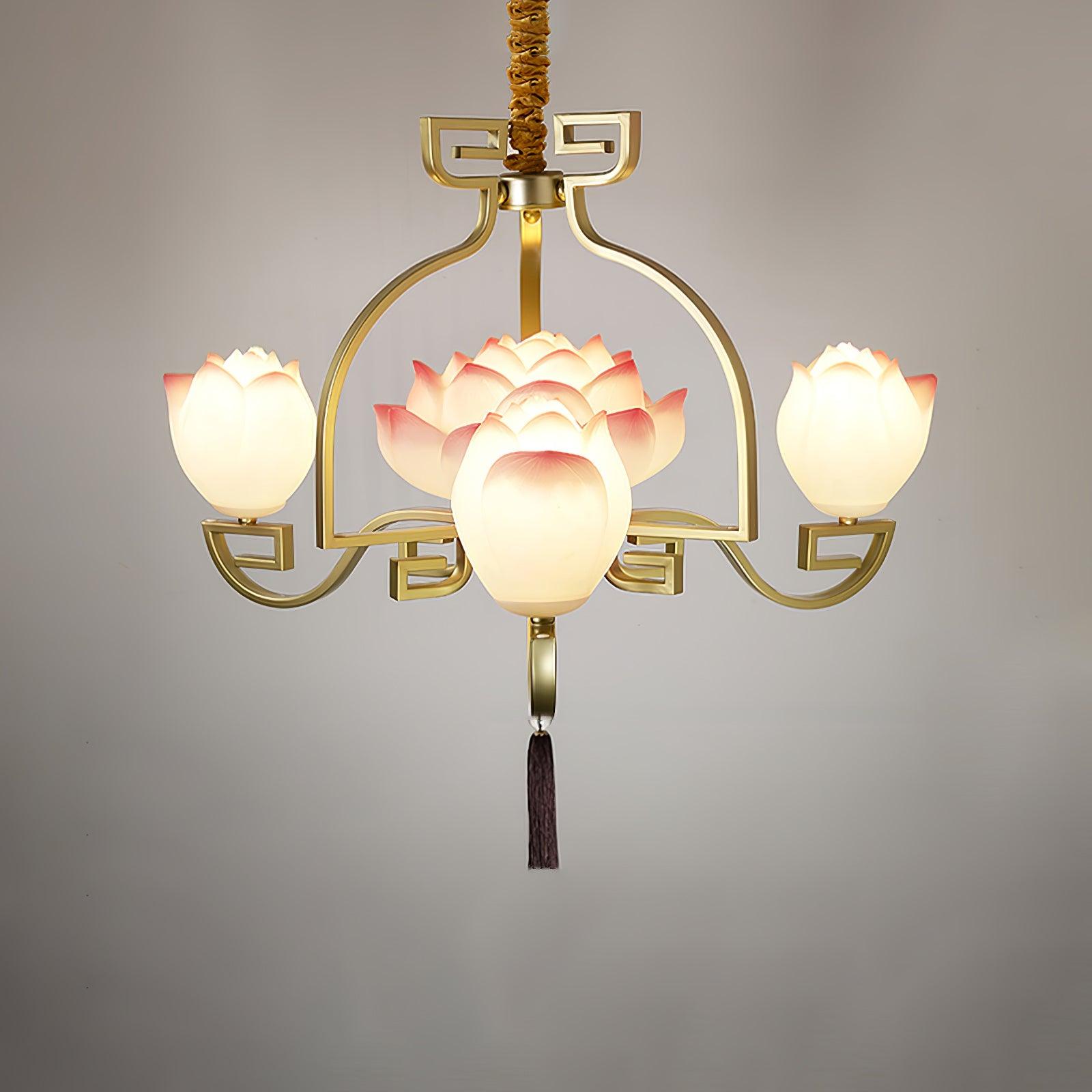 Lotus Oriental Resin Chandelier - Blowlighting