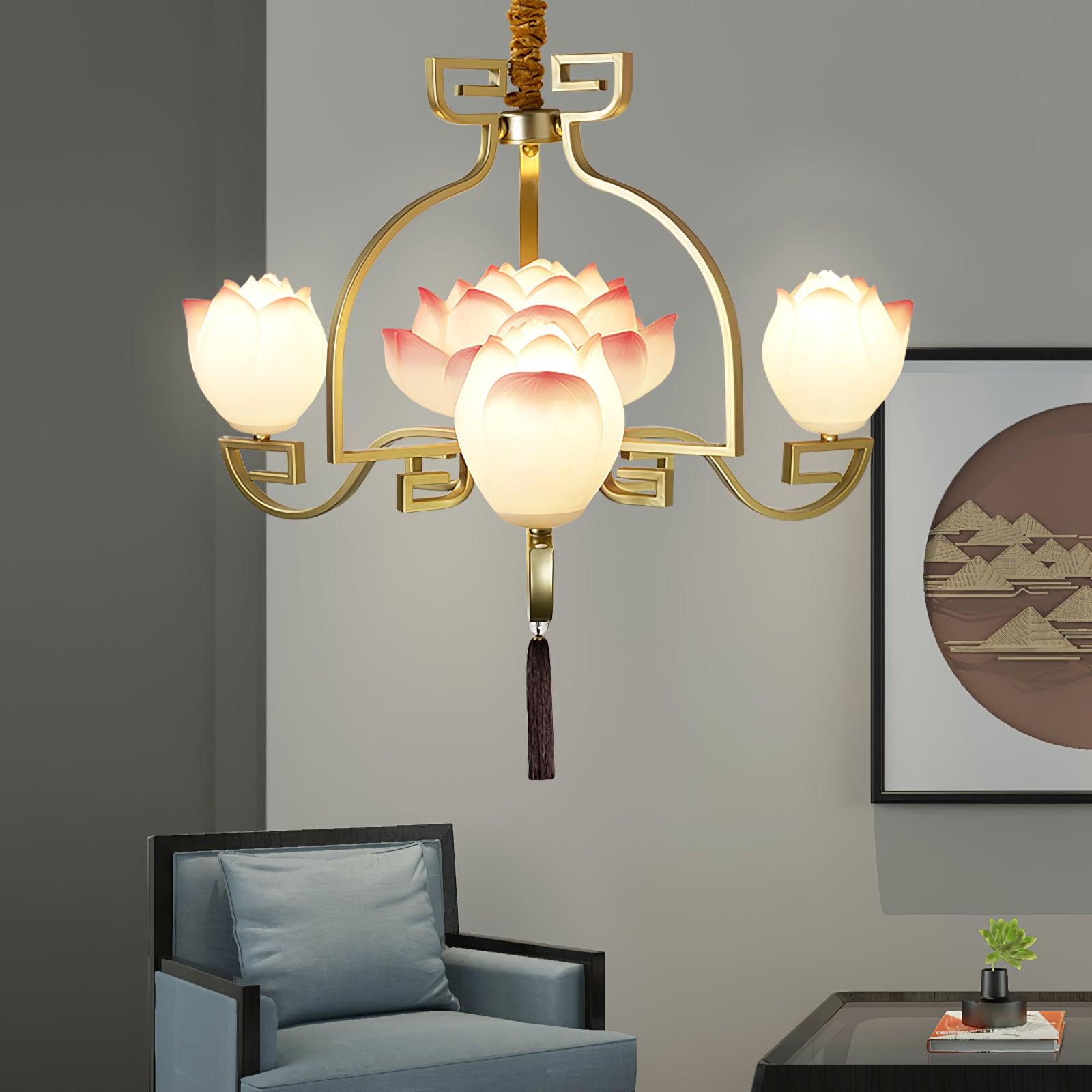 Lotus Oriental Resin Chandelier - Blowlighting